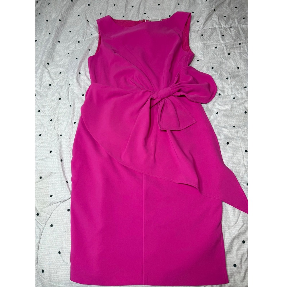 Fehaute Rose Red 3D Bow Sleeveless Sheath Midi Dress Pink Size 6 NEW